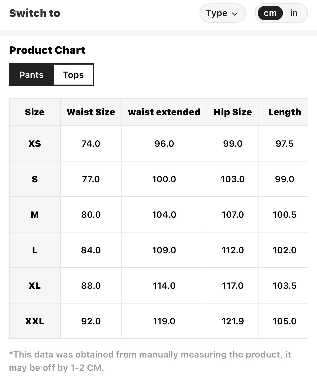 Size Chart